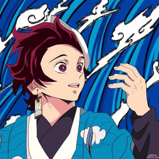 Tanjiro blue wallpaper