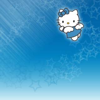 Hello Kitty desktop blue wallpaper