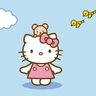 Hello Kitty desktop blue wallpaper