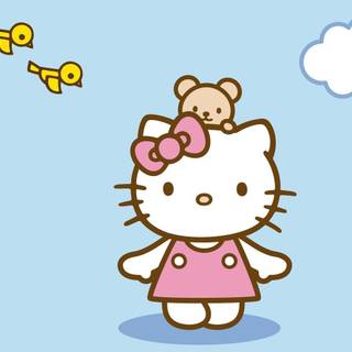 Hello Kitty desktop blue wallpaper