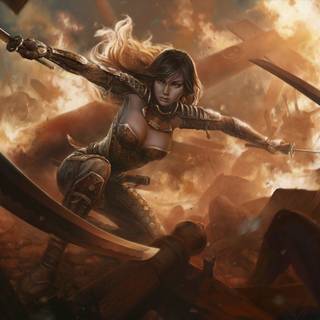 Warrior girl desktop wallpaper