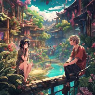 Couple anime boy and girl wallpaper