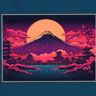 Mount Fuji neon wallpaper