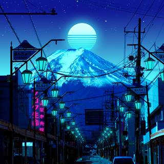 Mount Fuji neon wallpaper