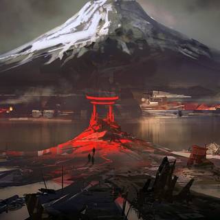 Mount Fuji neon wallpaper