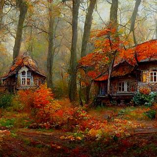 Fall cabin wallpaper