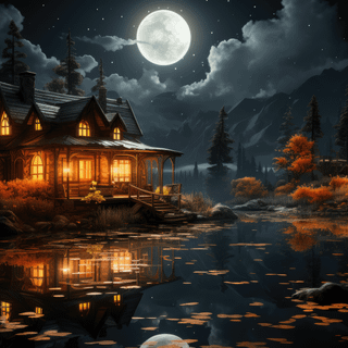 Fall cabin wallpaper