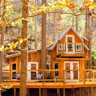 Fall cabin wallpaper