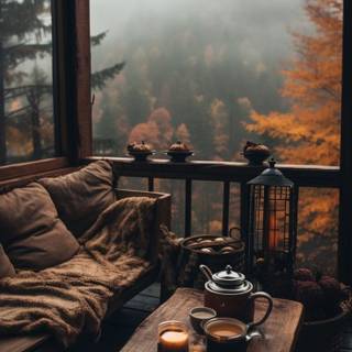 Fall cabin wallpaper