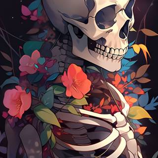 Skeleton flower wallpaper