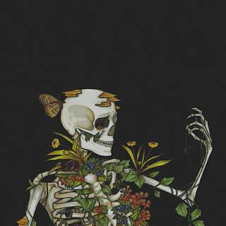 Skeleton flower wallpaper