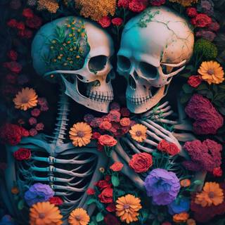 Skeleton flower wallpaper