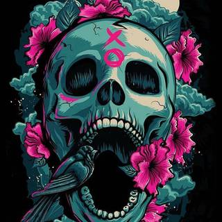 Skeleton flower wallpaper