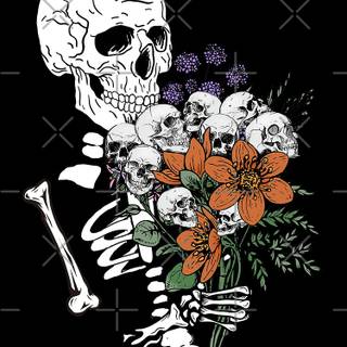 Skeleton flower wallpaper