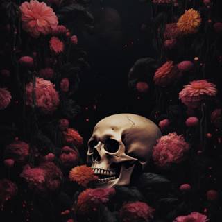 Skeleton flower wallpaper