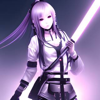 Cyberpunk anime girl desktop wallpaper