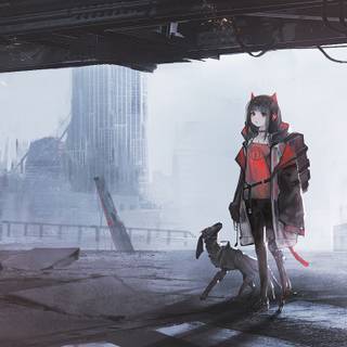 Cyberpunk anime girl desktop wallpaper