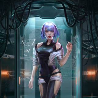 Cyberpunk anime girl desktop wallpaper