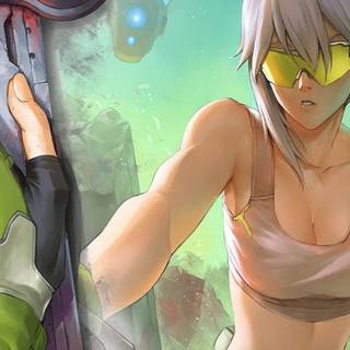 Cyberpunk anime girl desktop wallpaper