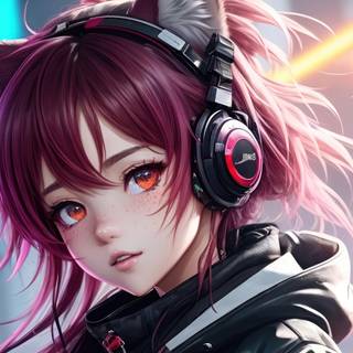 Cyberpunk anime girl desktop wallpaper