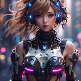 Cyberpunk anime girl desktop wallpaper
