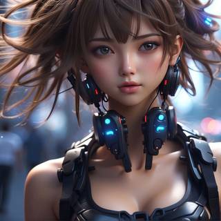 Cyberpunk anime girl desktop wallpaper