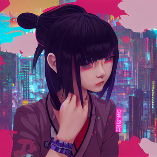 Cyberpunk anime girl desktop wallpaper