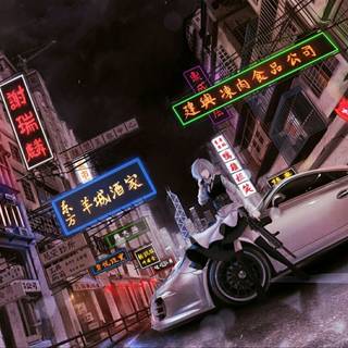 JDM anime girl PC wallpaper