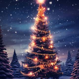 Christmas winter night mobile wallpaper