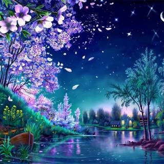 Spring night desktop wallpaper