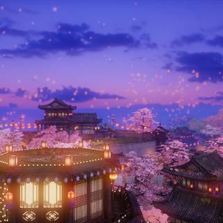 Spring night desktop wallpaper