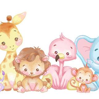 Cute cartoon baby animals wallpaper
