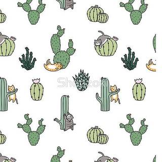 Cat cactus wallpaper