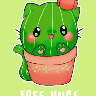 Cat cactus wallpaper