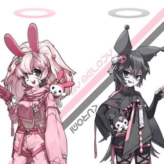 Kuromi and My Melody human wallpaper