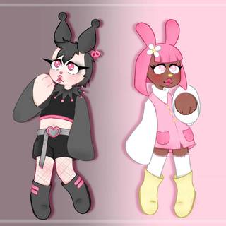 Kuromi and My Melody human wallpaper