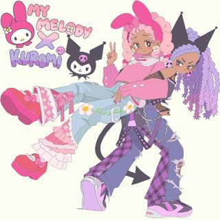 Kuromi and My Melody human wallpaper
