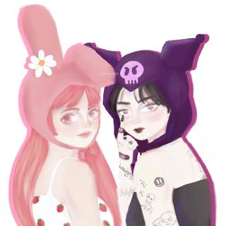 Kuromi and My Melody human wallpaper