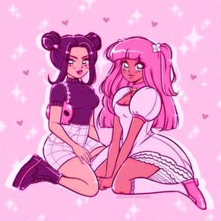 Kuromi and My Melody human wallpaper