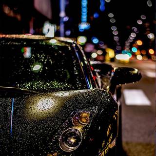 Car in the rain wallpaper