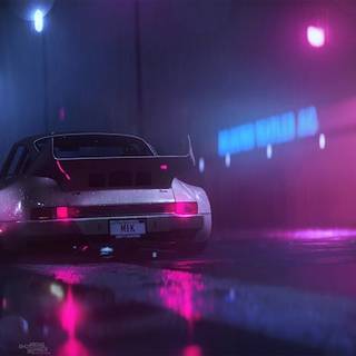 Car in the rain wallpaper