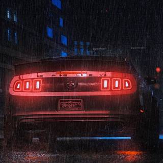 Car in the rain wallpaper