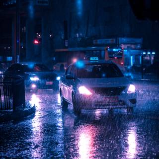 Car in the rain wallpaper