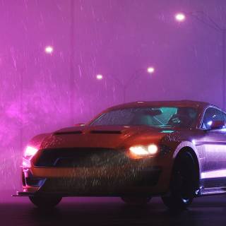 Car in the rain wallpaper