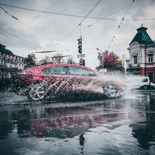 Car in the rain wallpaper