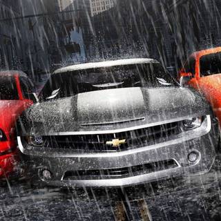 Car in the rain wallpaper