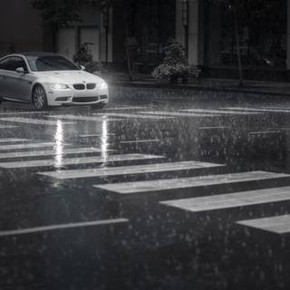Car in the rain wallpaper