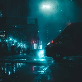 Car in the rain wallpaper