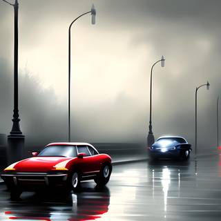 Car in the rain wallpaper