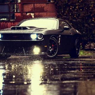 Car in the rain wallpaper
